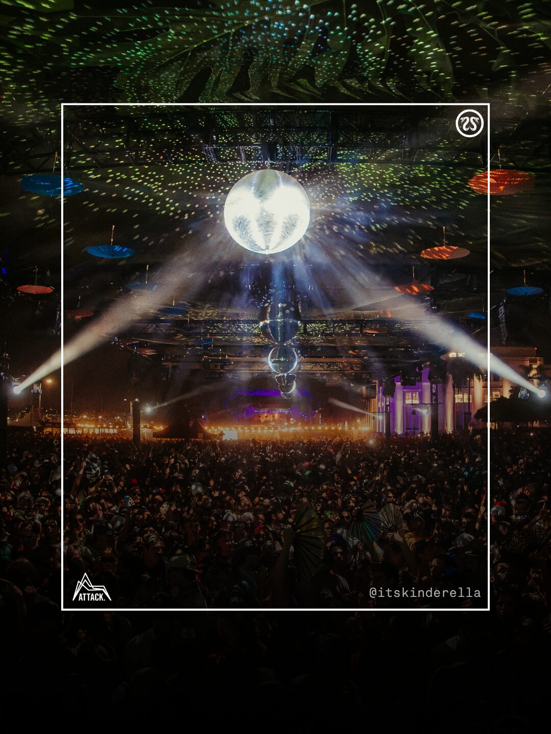Mirror ball above the crowd at CRSSD Festival