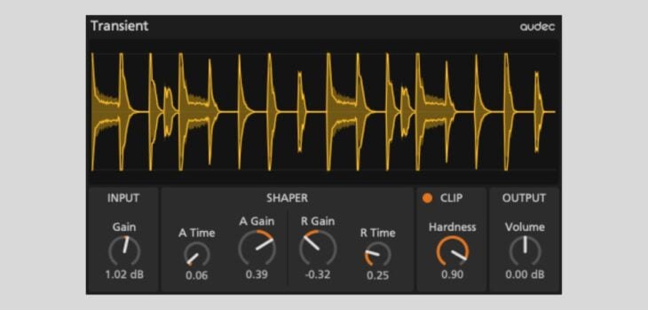 Audec Transient Shaper is a Free Plugin for macOS and Windows