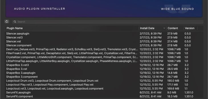 Wide Blue Sound offers Audio Plugin Uninstaller FREE for macOS