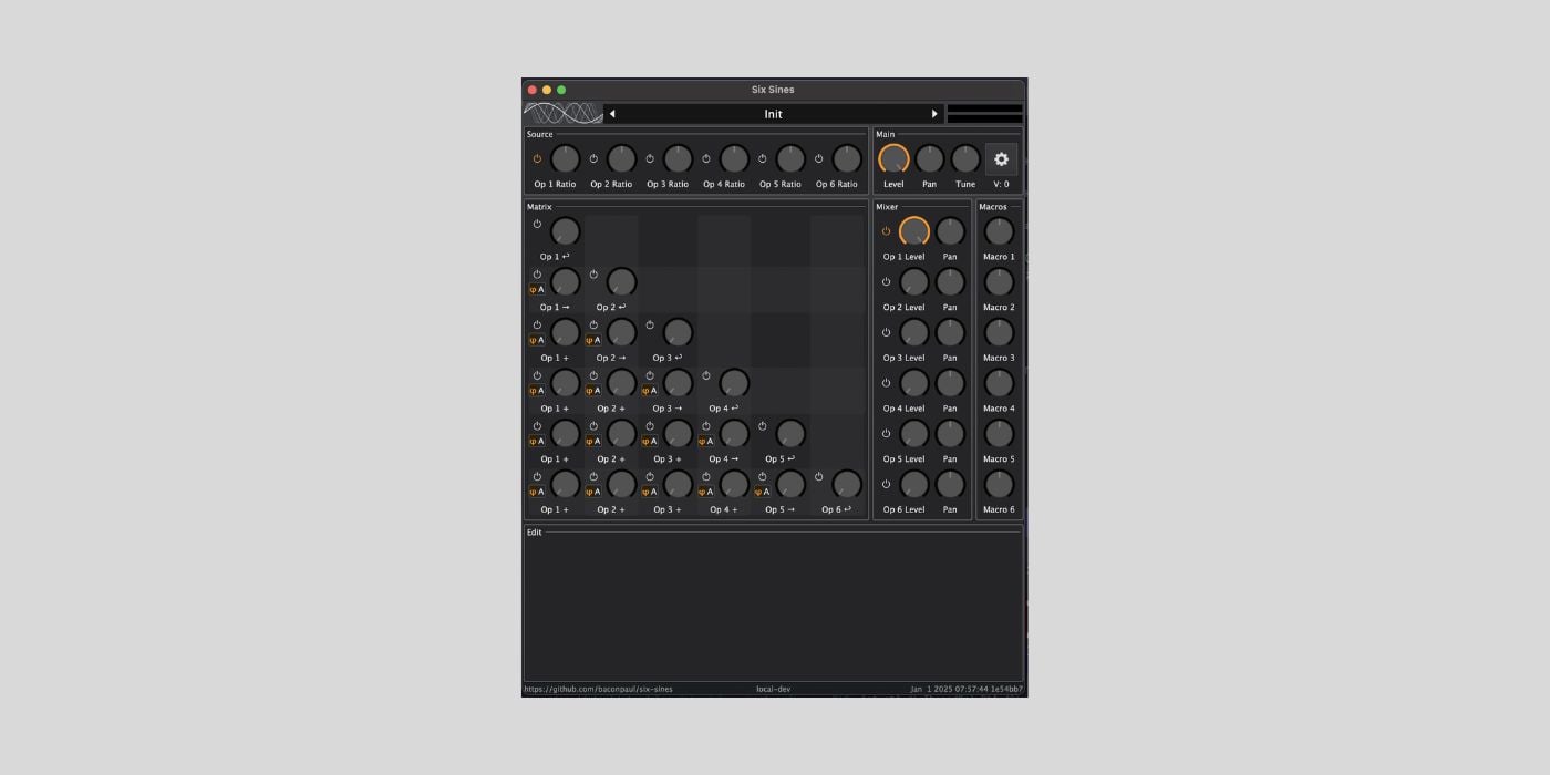 BaconPaul releases Six Sines, a FREE and open-source TX81Z-inspired FM synth plugin