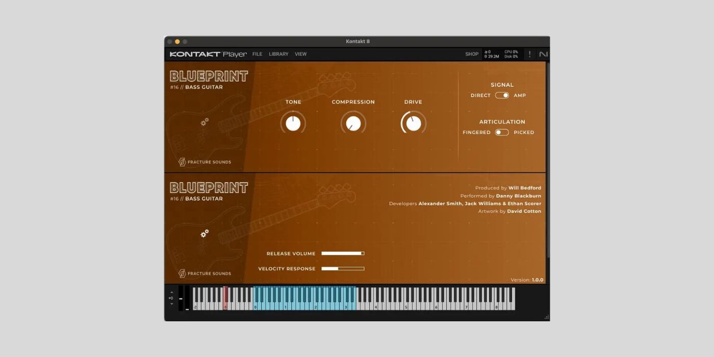 Fracture Sounds releases FREE Blueprint Bass Guitar library for Kontakt Player
