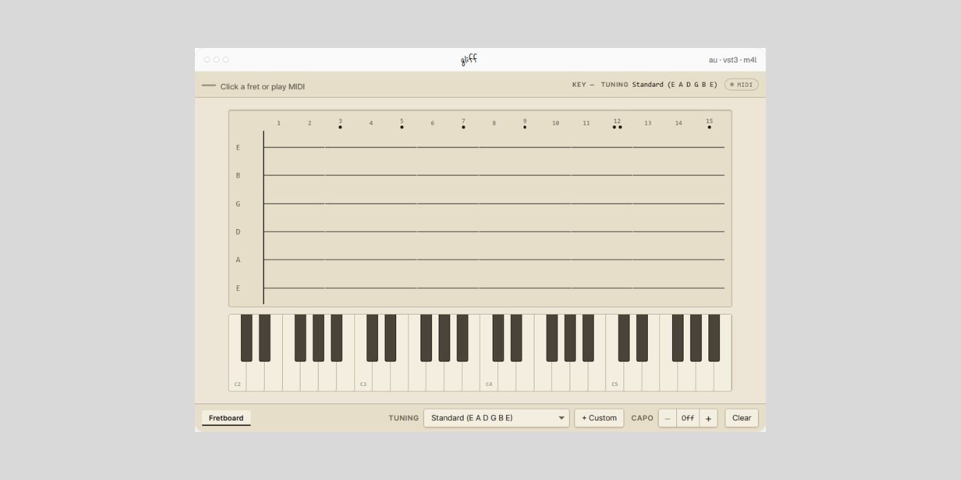 Gliff is a FREE MIDI guitar translator for macOS and Windows