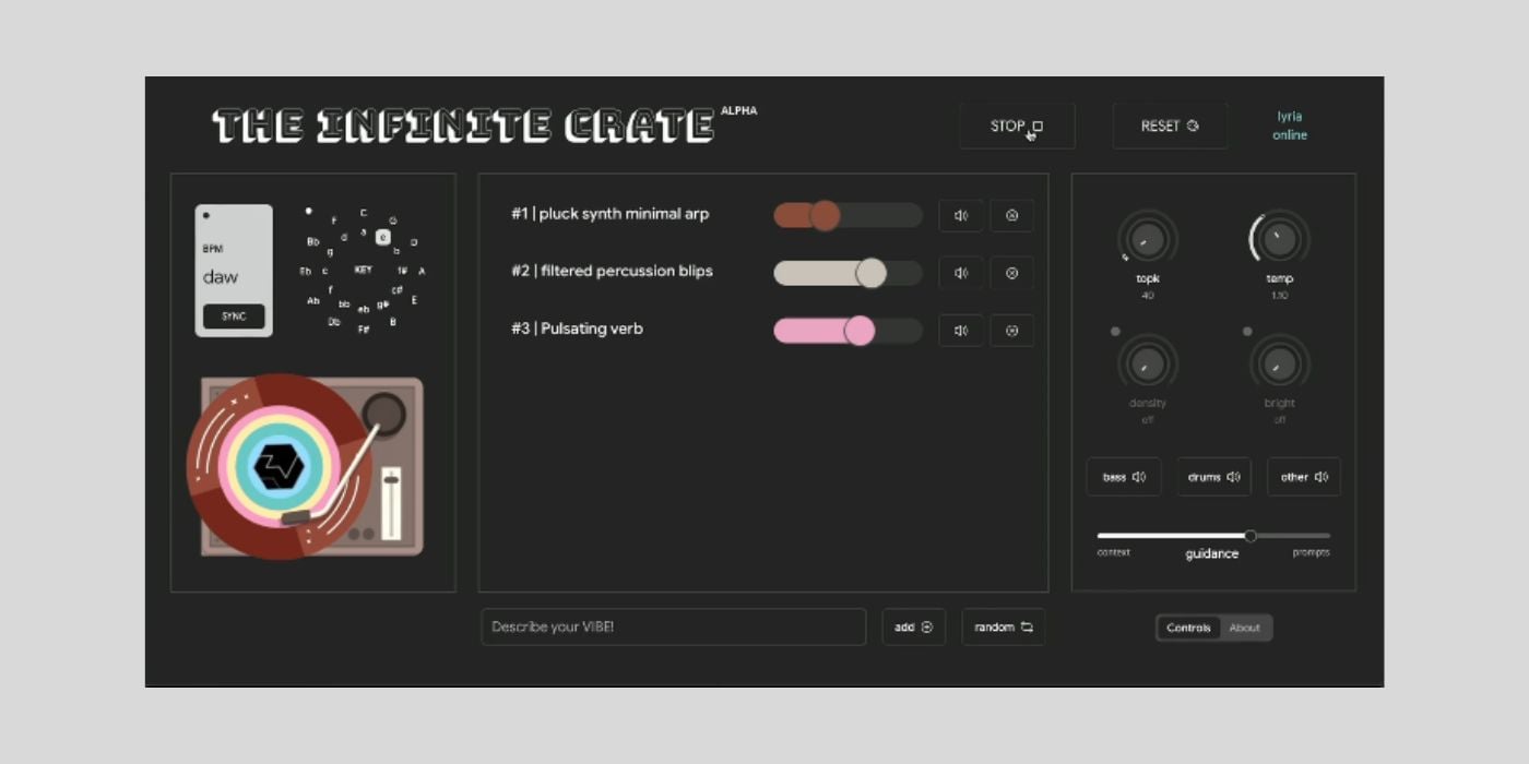 The Infinite Crate (Alpha): Lyria RealTime's AI-generated music creation in your DAW