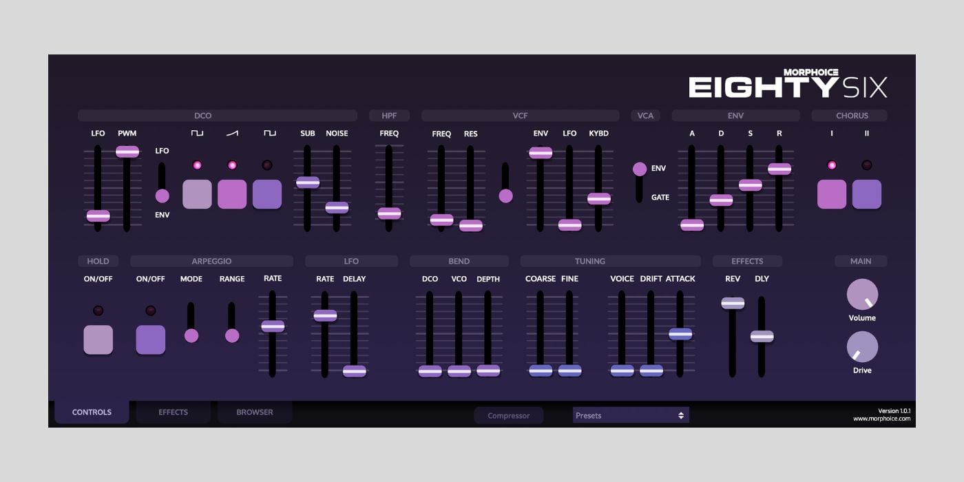 Morphoice releases EightySix (beta), a FREE Juno-6 emulation for macOS and Windows