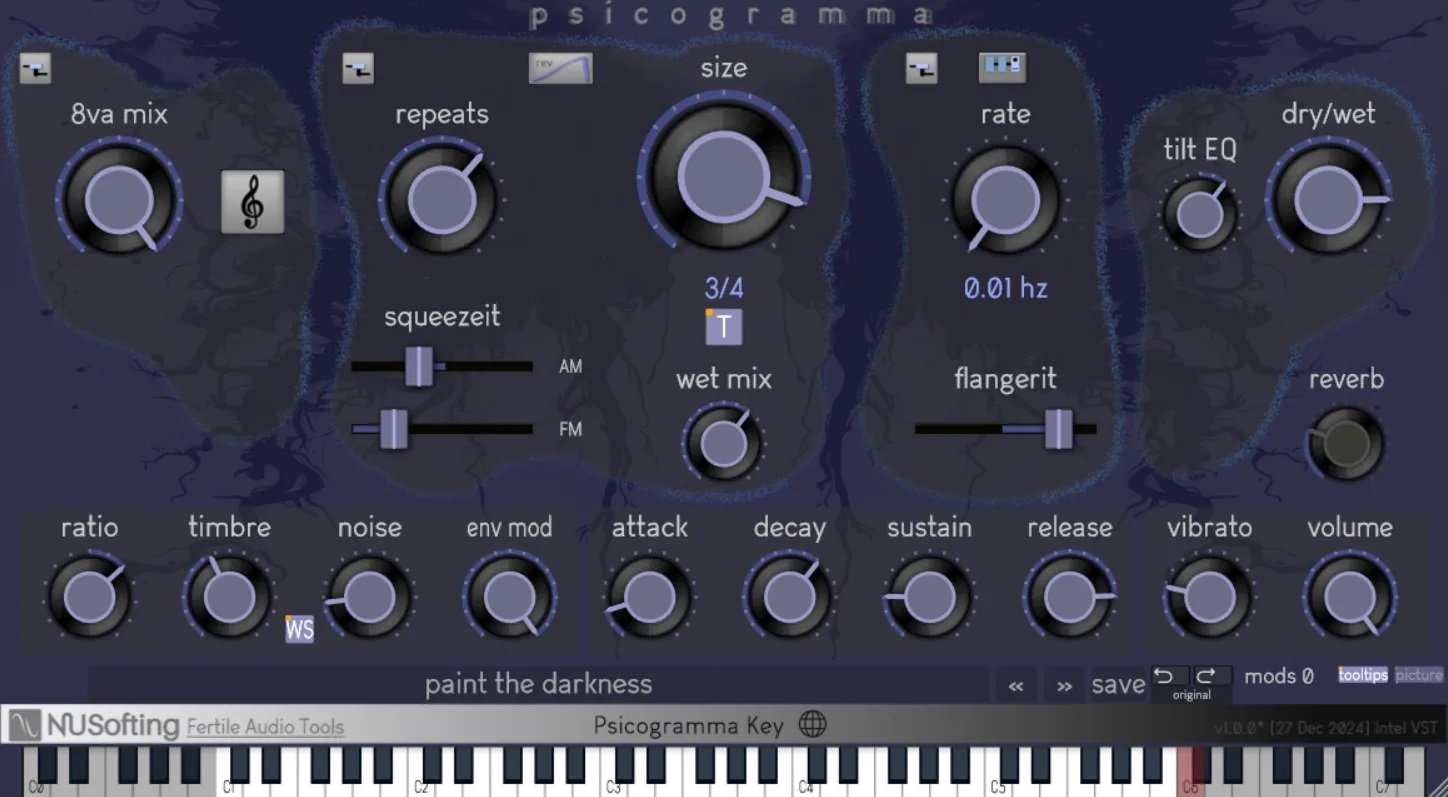 NuSofting Drops Psicogramma Key Freeware Synth for Meditative Sounds