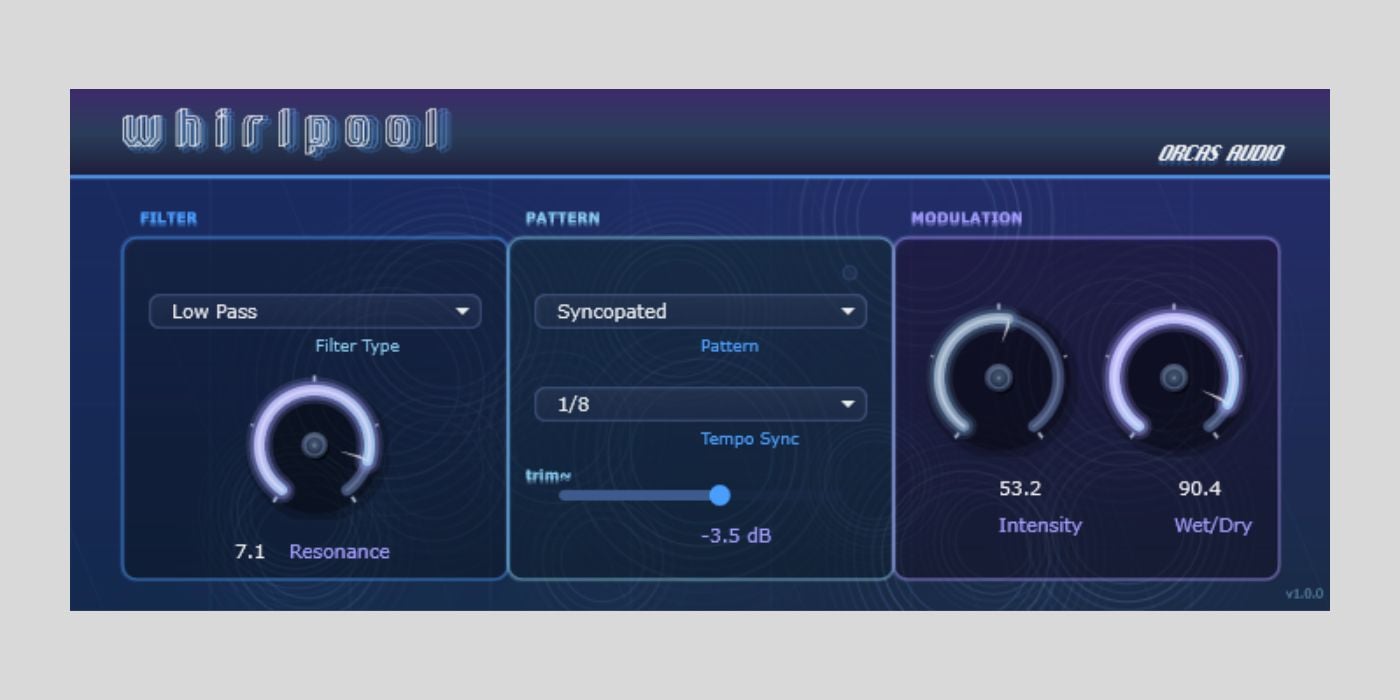 Get Whirlpool, a rhythmical filter plugin by Orcas Audio, for FREE in limited time offer (Windows only)