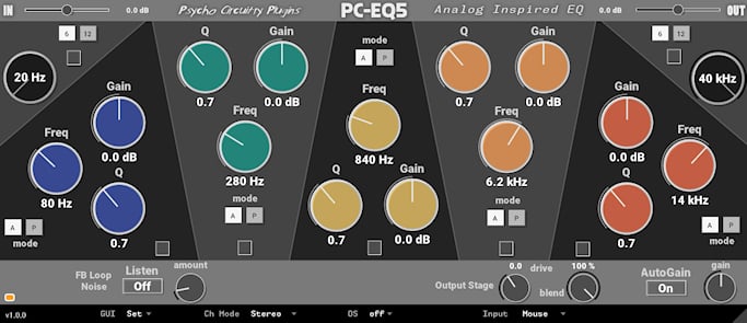 Psycho Circuitry launches new free PCEQ5 five band analog EQ plus paid version