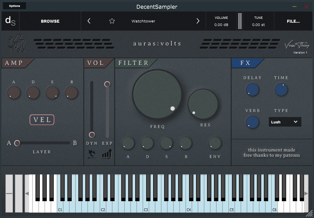 Venus Theory releases the FREE auras:volts library for Decent Sampler