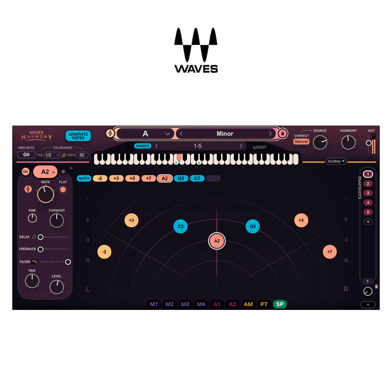 Waves Harmony, an eight-voice real-time vocal harmoniser