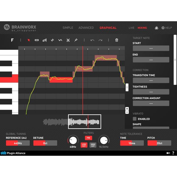 Brainworx bx_crispytuner, automatic and graphical correction in one plugin