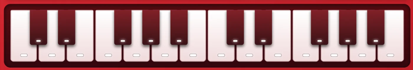 An on-screen keyboard with per-note cent offsets and unused notes disabled