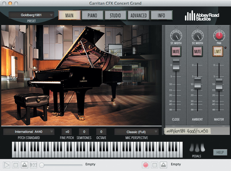 Garritan Abbey Road CFX concert grand interface