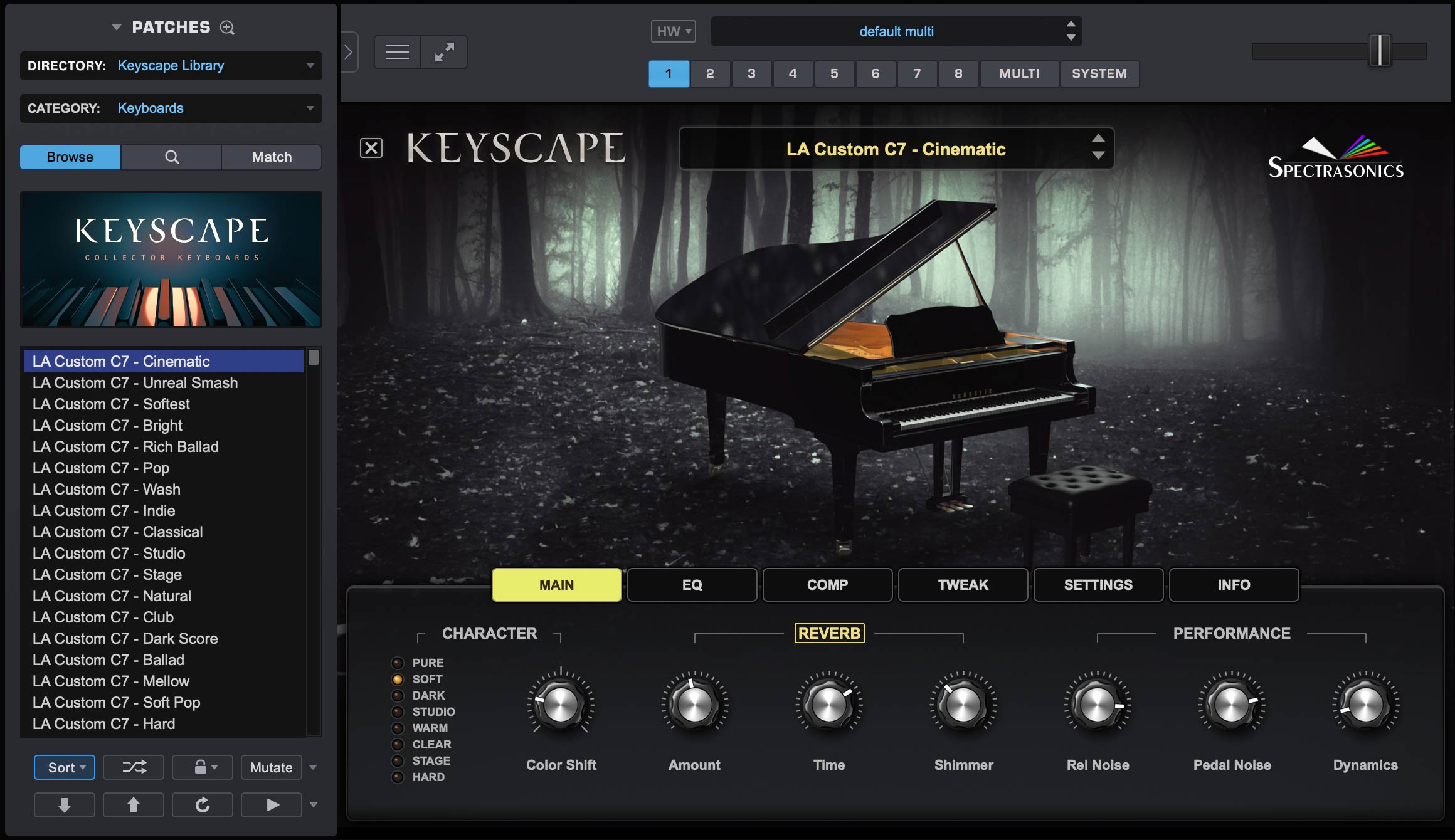 Spectrasonics Keyscape keyboard collection interface