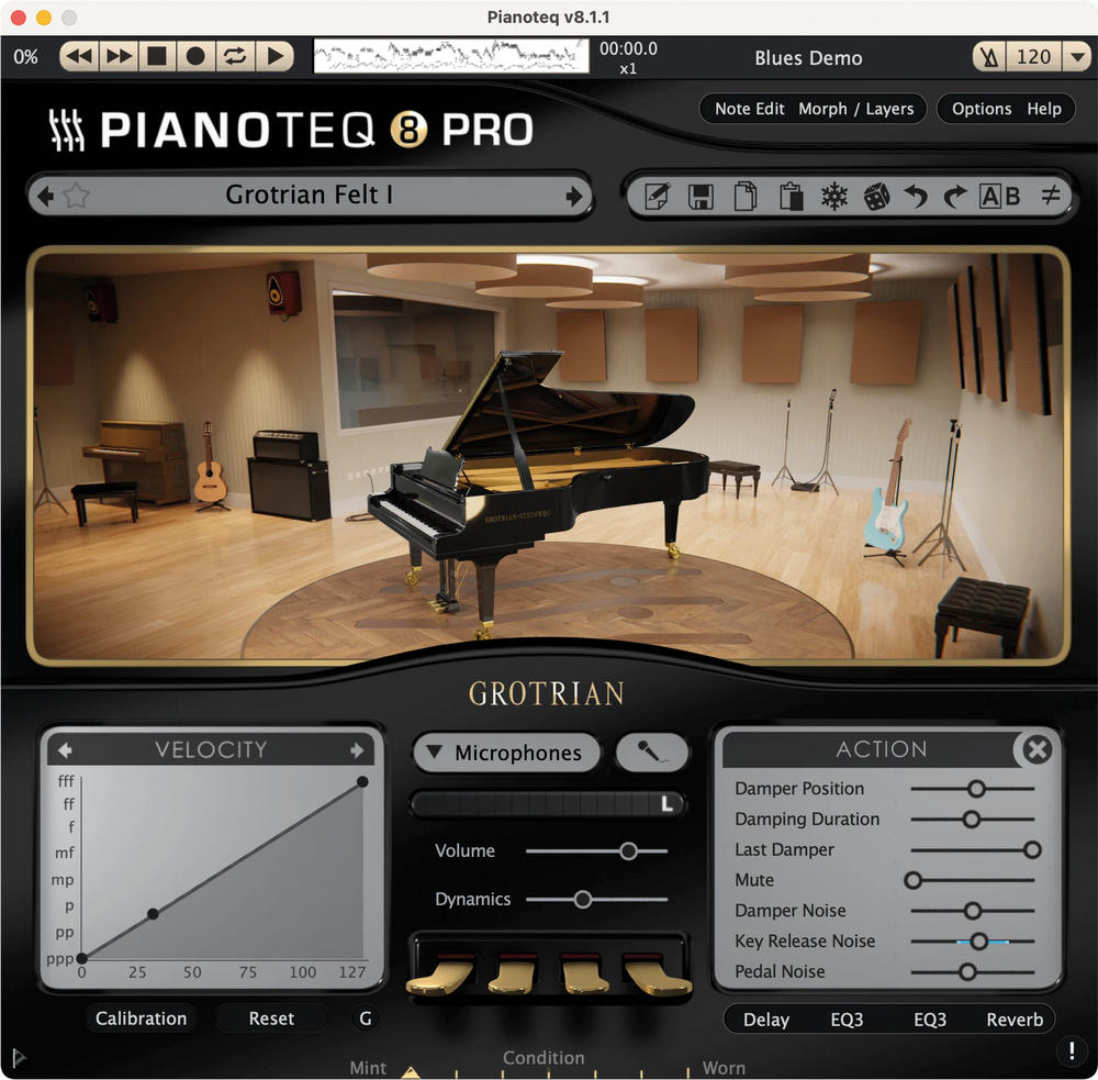 Pianoteq 9 modelled piano plugin interface