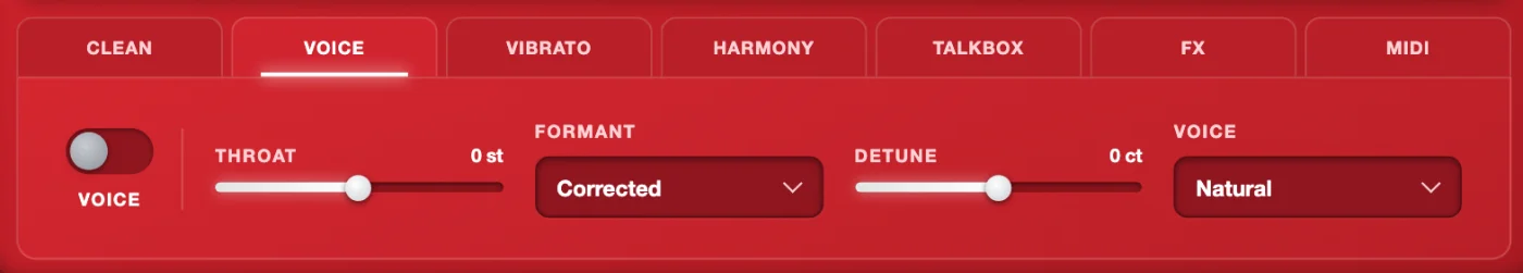 Four hyperpop vocal layers with their pitch and formant settings